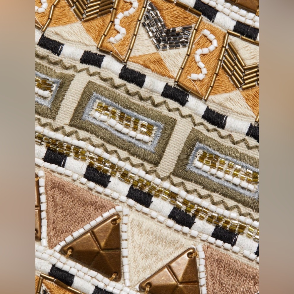Veronica Beard Riel Beaded Skirt in Beige Multi - Picture 6 of 8